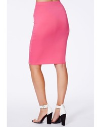 Missguided Candace Hot Pink Scuba Midi Skirt