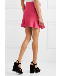 Moschino Boutique Buckled Crepe Mini Skirt Fuchsia