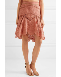 Zimmermann Japser Asymmetric Broderie Anglaise Cotton Mini Skirt Antique Rose