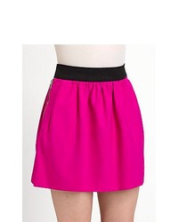 Milly Erin Stretch Crepe Mini Skirt Shocking Pink