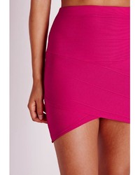 Missguided Bandage Asymmetric Hem Mini Skirt Pink