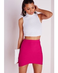 Missguided Bandage Asymmetric Hem Mini Skirt Pink