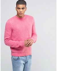 Hot Pink Mohair Crew-neck Sweater