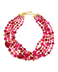 Jose & Maria Barrera 6 Strand Twisted Agate Necklace Hot Pink