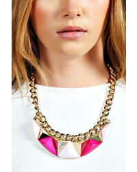 Boohoo Liza Chain And Gem Stone Statet Necklace