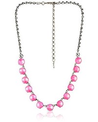 Sorrelli Pink Mutiny Repeating Round Classic Line Antique Silver Tone Necklace