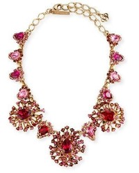 Oscar de la Renta Tiered Crystal Necklace Hot Pink