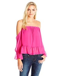 T-Bags Tbags Los Angeles Chiffon Off Shoulder Ruffled Blouse