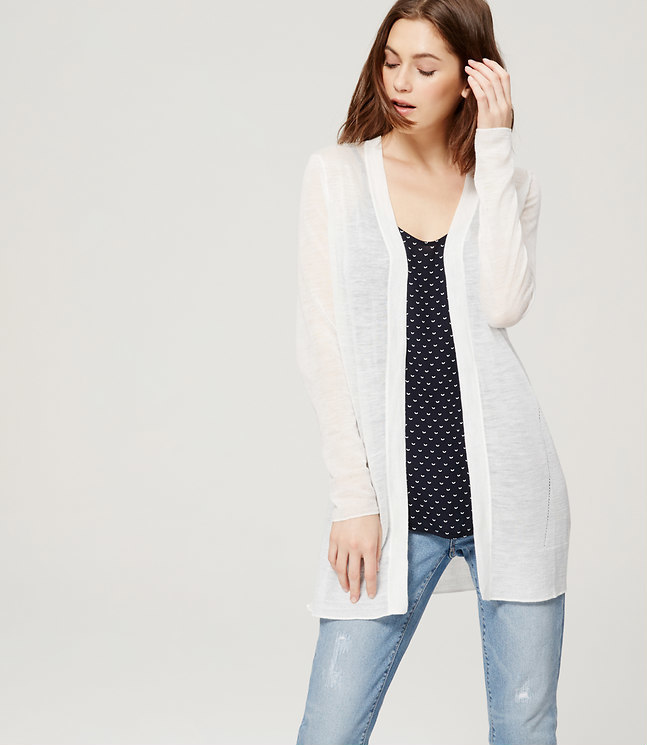 LOFT Sheer Open Cardigan, $49 | LOFT | Lookastic