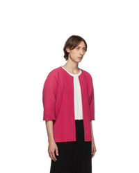 Homme Plissé Issey Miyake Pink Pleated Open Front Cardigan