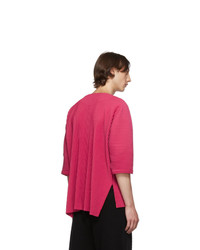 Homme Plissé Issey Miyake Pink Pleated Open Front Cardigan