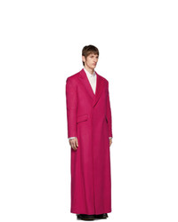 Raf Simons Pink Wool Double Breasted Long Coat