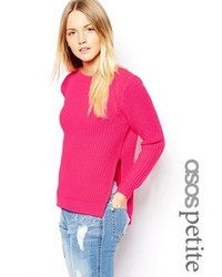 Asos Petite Petite Chunky Sweater With Side Split Detail Pink