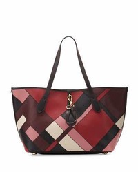 Hot Pink Patchwork Leather Tote Bag