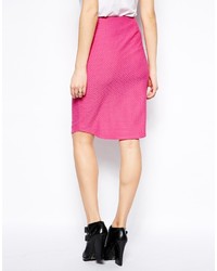 Asos Collection Pencil Skirt In Texture With Curved Hem