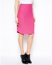 Asos Collection Pencil Skirt In Texture With Curved Hem