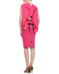 Roland Mouret High Waist Wool Crepe Pencil Skirt Pink