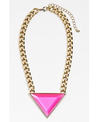 Leith Triangle Pendant Necklace Hot Pink Gem