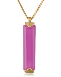 Sam Edelman Rectangle Stone Pink Pendant Necklace 32
