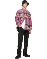 We11done Pink Check Wool Flannel Shirt