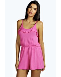 Boohoo Fiona Frill Front Jersey Strappy Playsuit