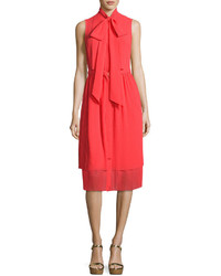 MICHAEL Michael Kors Michl Michl Kors Sleeveless Tie Neck Pleated Dress