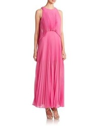 Hot Pink Pleated Evening Dress