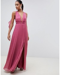 ASOS DESIGN Maxi Dress In Pleat With Tape Detail