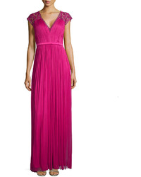 Catherine Deane Vice Embroidered Shoulder Gown Fuchsia