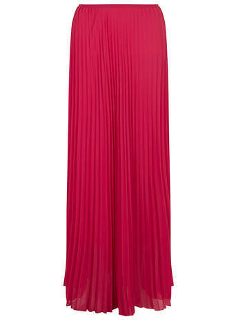 hot pink pleated maxi skirt