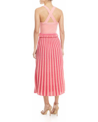 Derek Lam 10 Crosby A Line Pleated Striped Knit Midi Skirt
