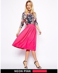 Asos Woven Midi Vintage Skirt Pink