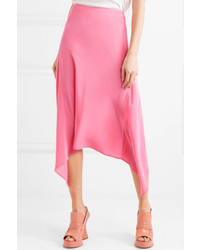 Sies Marjan Asymmetric Silk De Chine Midi Skirt