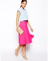Asos Midi Slip Skirt With Lace Inserts