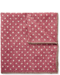 Hot Pink Polka Dot Wool Pocket Square