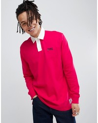 Tommy Jeans Essential Rugby Polo Flag Logo In Bright Pink