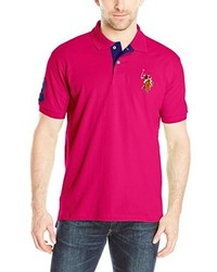 U.S. Polo Assn. Multi Color Logo Solid Pique Polo Shirt
