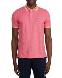 Psycho Bunny Oliver Neon Tipped Pique Polo In Rose Quartz At Nordstrom