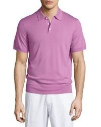 Neiman Marcus Short Sleeve Cashmere Blend Polo Shirt Pink