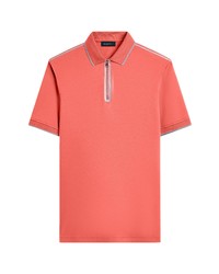 Bugatchi Zip Placket Polo In Coral At Nordstrom