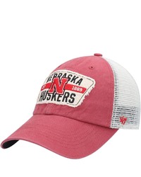 '47 Scarlet Nebraska Huskers Crawford Clean Up Trucker Snapback Hat