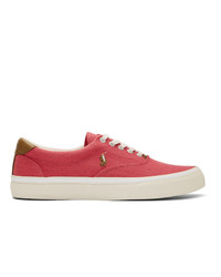 Hot Pink Print Canvas Low Top Sneakers