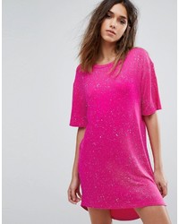 Hot Pink Print Casual Dress
