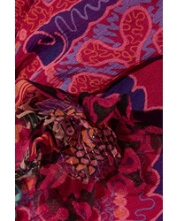 Anna Sui Zandra Printed Crinkled Silk Chiffon Maxi Dress Pink