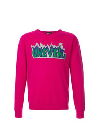 Hot Pink Print Crew-neck Sweater