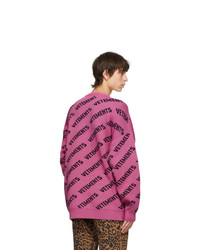 Vetements Pink All Over Logo Sweater