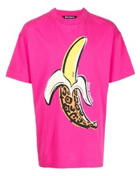Palm Angels Banana Print Cotton T Shirt