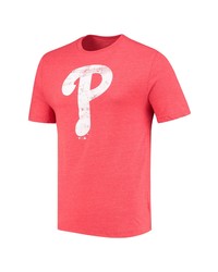 FANATICS Branded Red Philadelphia Phillies Weathered Official Logo Tri Blend T Shirt