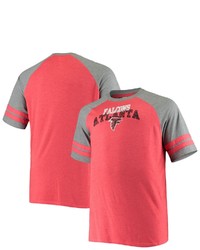 FANATICS Branded Redheathered Gray Atlanta Falcons Big Tall Two Stripe Tri Blend Raglan T Shirt