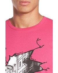 Obey Cracked Icon Face Graphic Crewneck T Shirt
